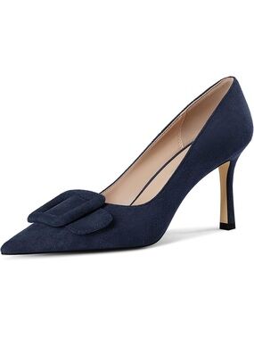 NEW Fericzot Women's Stiletto High Heel Pumps Square Buckle pointed toe size 11